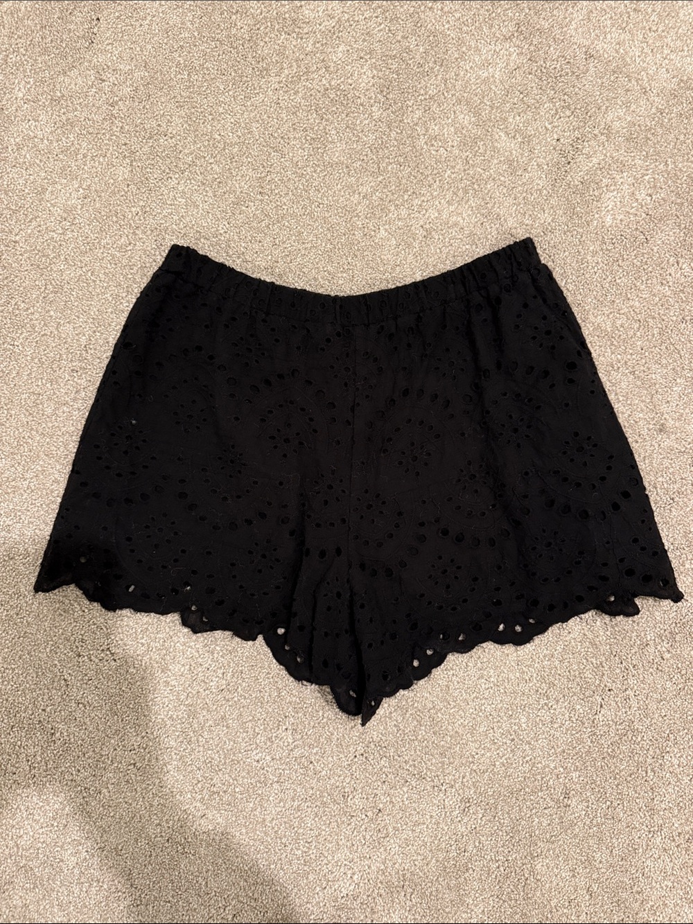 DO+BE Black Eyelet Scalloped High Waist Shorts